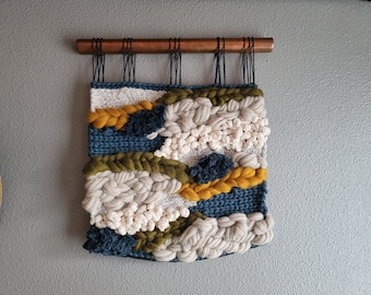 Mixed Fiber Handwoven Wall Tapestry - OOAK - SPECTERandASHE Handmade