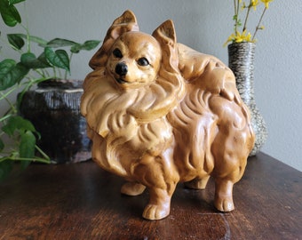 Vintage Ceramic Pomeranian Figure Ceramic Statue