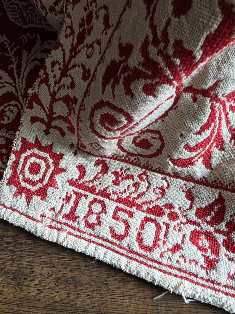 Antique 1850 Hand Woven Overshot Red and Cream Reversible Coverlet - Etsy