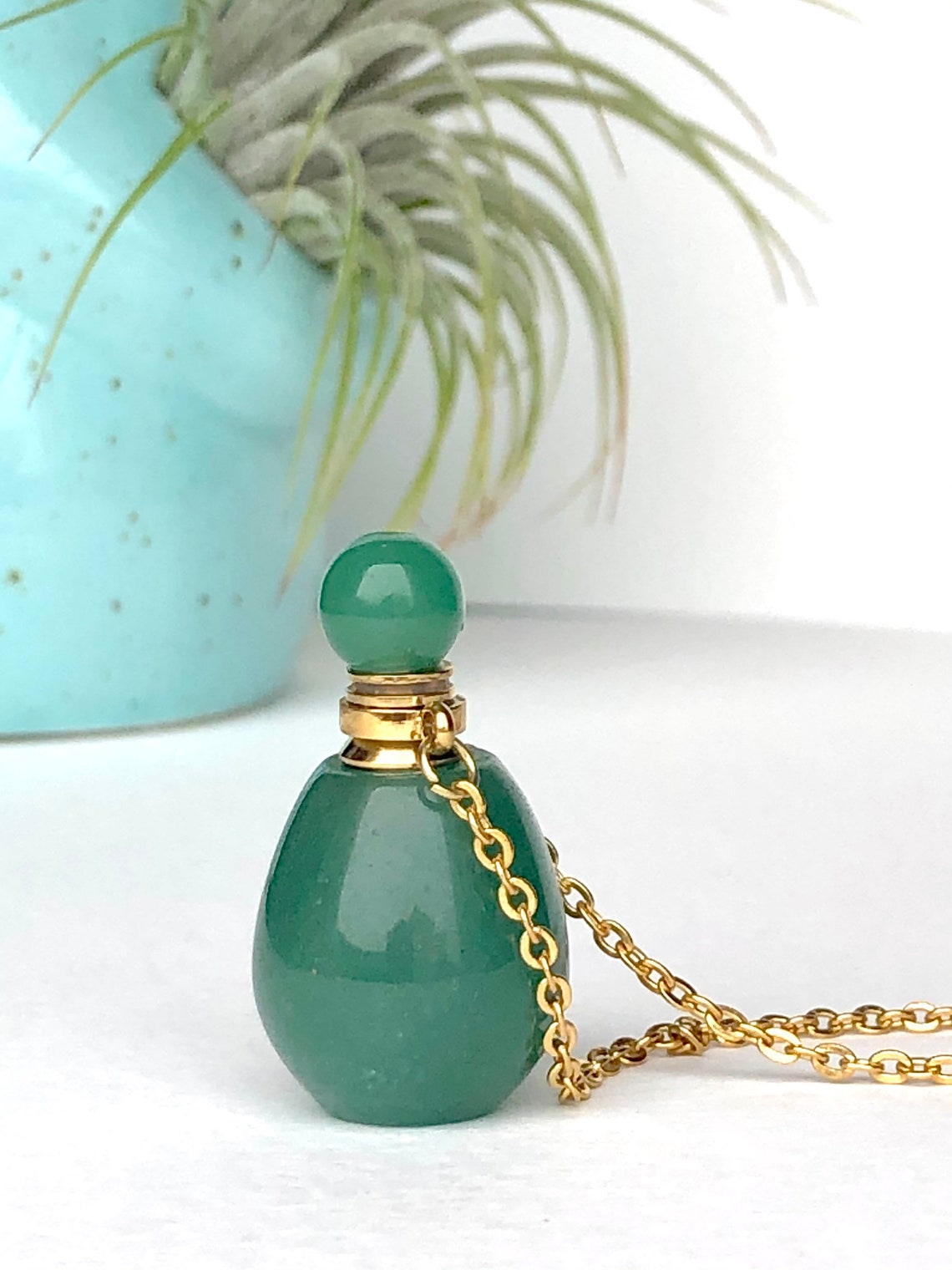 Green Aventurine Gemstone Perfume Bottle Essential Oil Etsy