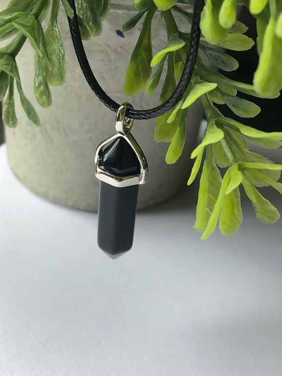 Obsidian cheap pendulum necklace