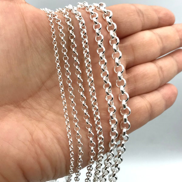 Collana a catena Rolo Belcher in argento sterling 925 fatta a mano, collana unisex per donna e uomo, perfetta per il compleanno, confezione