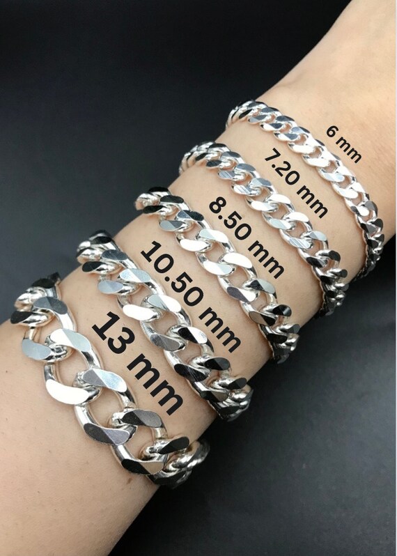 925 Sterling Silver color Bracelets Width 8mm Classic Wire-cable Link Chain  Thai Silver Bracelets for Women Men Jewelry Gifts