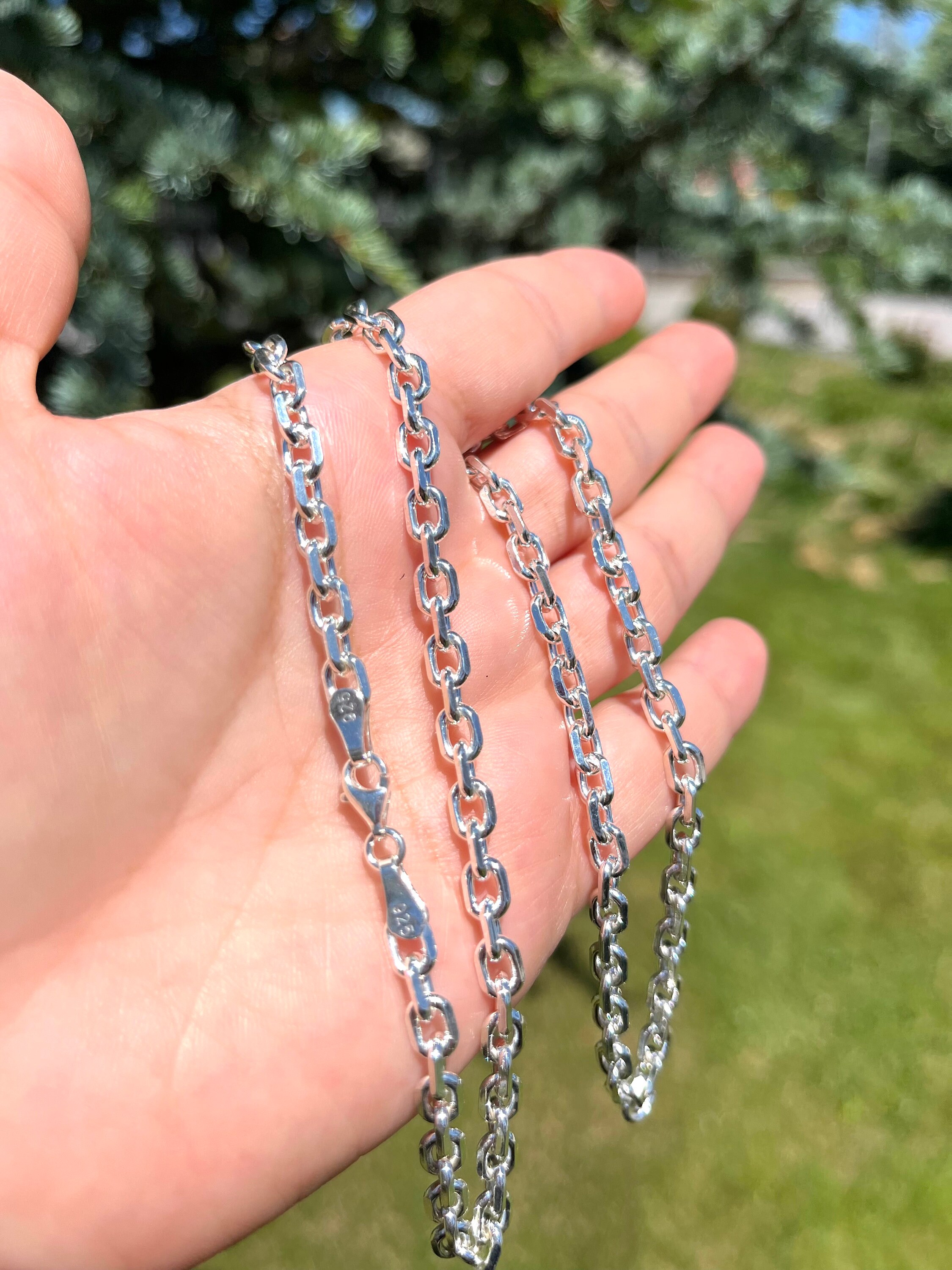 Handmade 925 Sterling Silver Anchor Chain Necklace