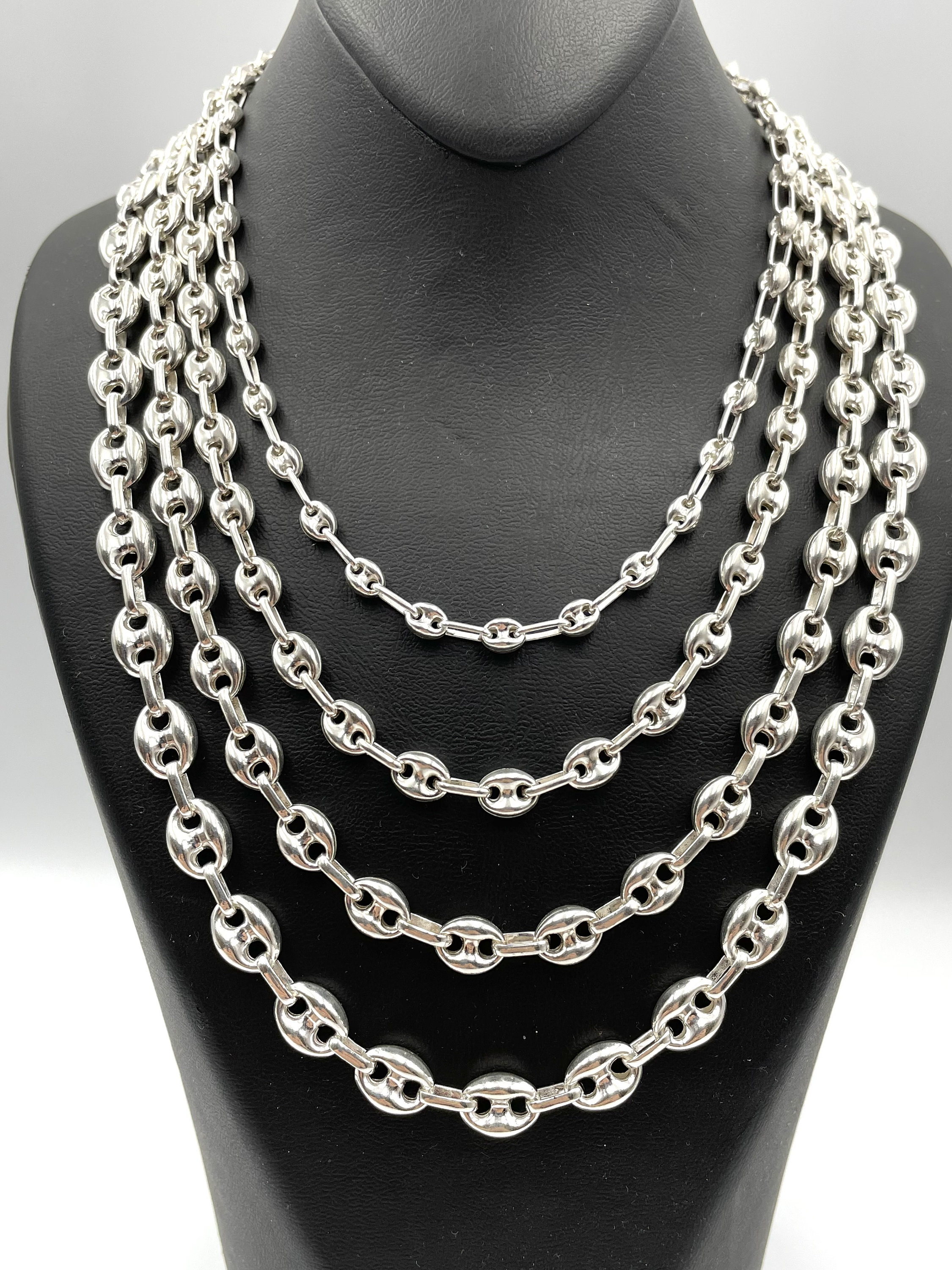 Silver Puffed Mariner Chain Necklace Anchor Mariner Link Etsy