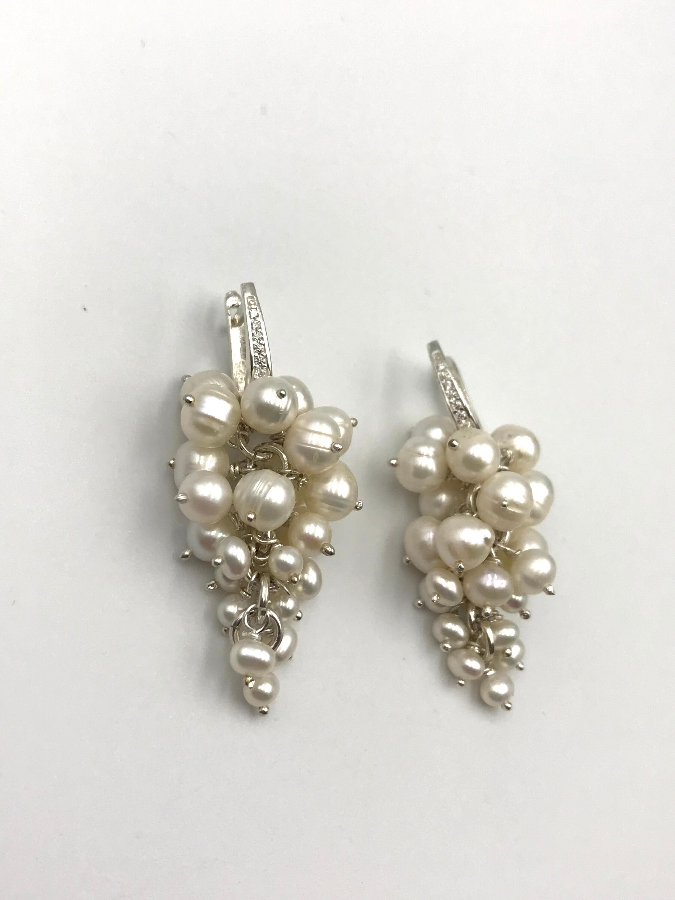 Grapes Pearl Silver Earring 3mm6mm Freshwater Pearl Dangle Etsy