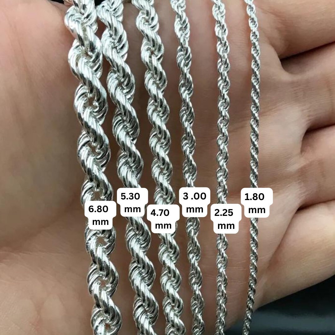 Silver twisted store rope chain