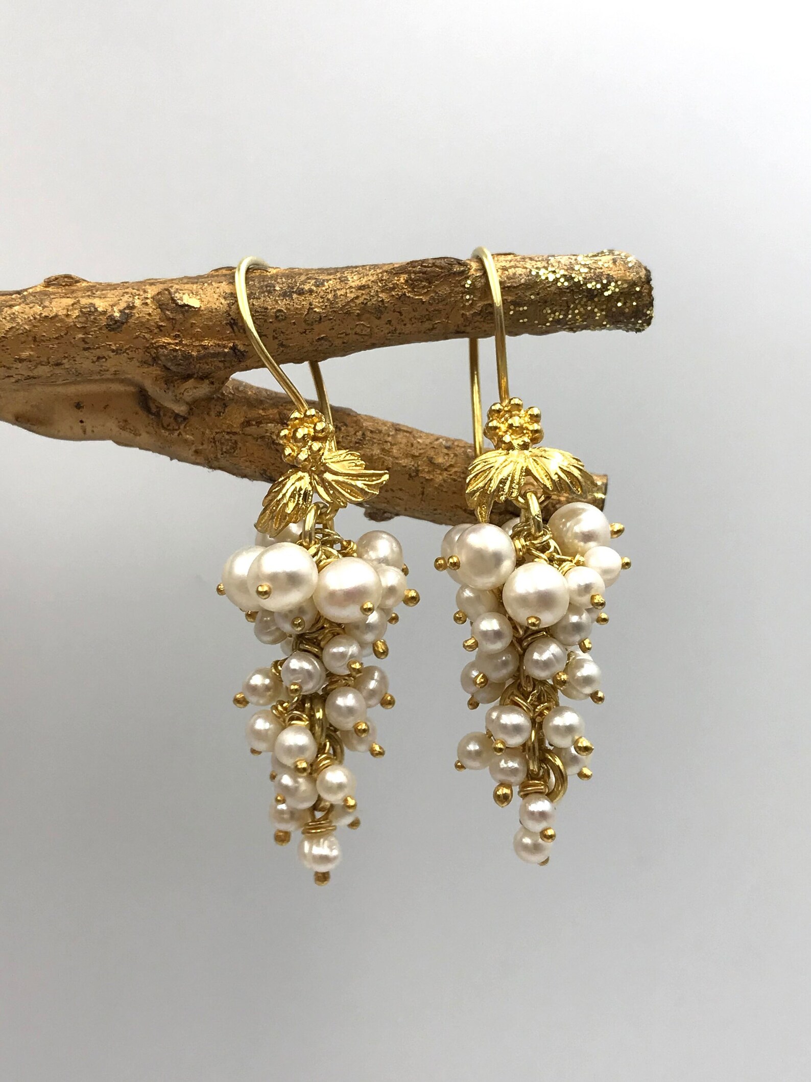 Grapes Pearl Silver Earring 3mm5mm Freshwater Pearl Gold Etsy