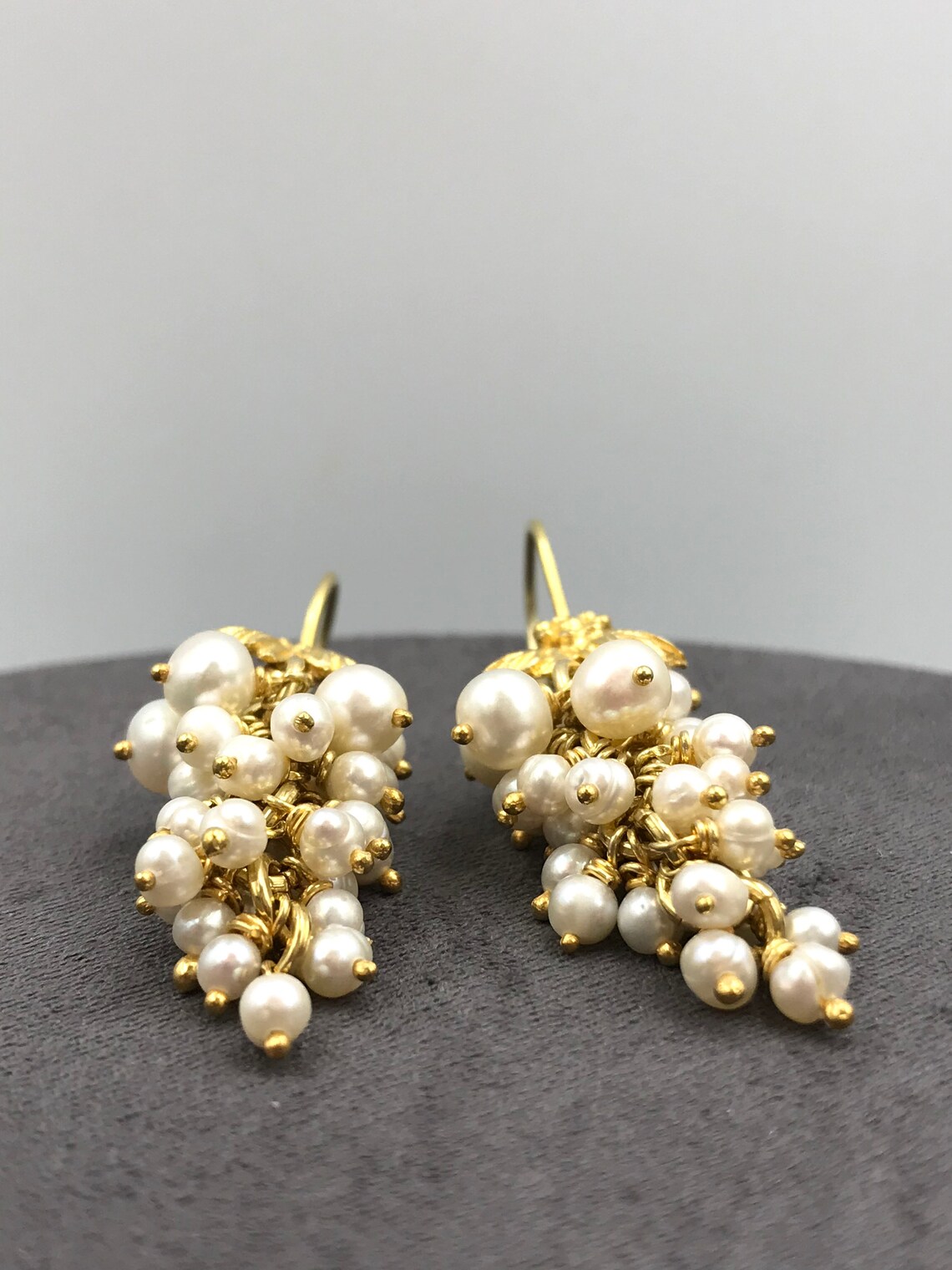 Grapes Pearl Silver Earring 3mm5mm Freshwater Pearl Gold Etsy