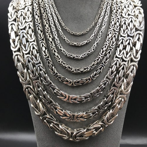 Sterling Silver Byzantine Chain Handmade Chain Chain Etsy