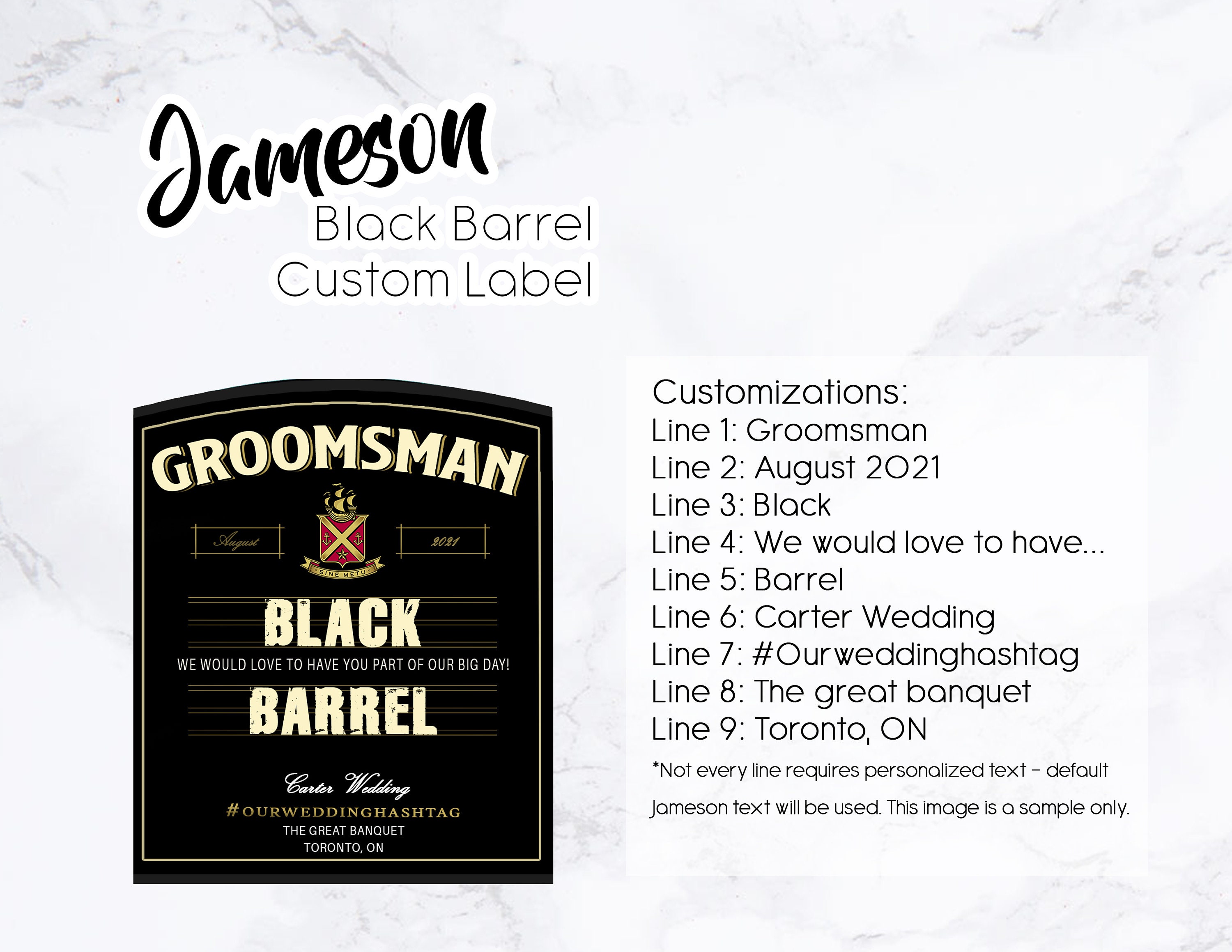 Jameson Whiskey Custom Sticker Label | Etsy