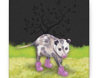 Pretty in Pink Possum Canvas 6x6