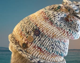 The Beach Party Chunky Wool Blend Hand Knit Hat