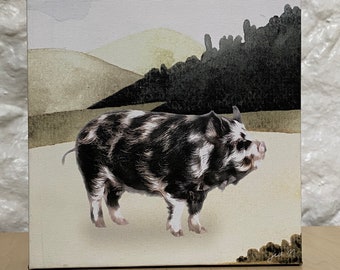 Pig Art | 6x6 Canvas | Wall Canvas | Pig Lover Decor | Pigs