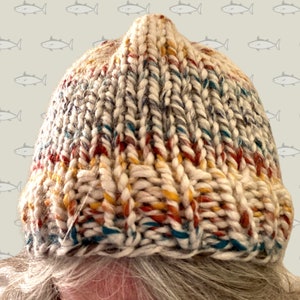 Chunky Knit Warm Hat, Handmade Wool Blend Beanie