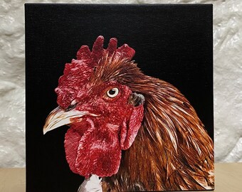 Rooster Art | 6x6 Canvas | Wall Canvas | Chicken Lover Decor | Rooster