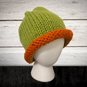 Bright Color Fall Hat, Chunky Knit, Warm Hand knit Beanie, women’s hat, Wool Blend Beanie, Barn Hat, Dog Walker, High Visibility Safety Hat