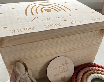 personalized wood memory box - rainbow