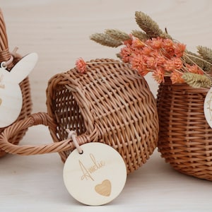 Easter basket flower girl basket including wooden pendant personalized image 2