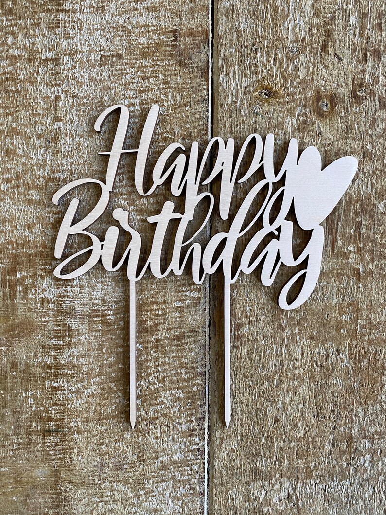 Holz Happy Birthday Cake Topper Etsy.de