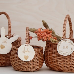 Easter basket - flower girl basket including wooden pendant personalized