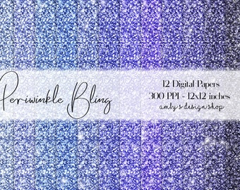 Papier numérique pailleté pervenche, album de coupures et agenda (téléchargement numérique)