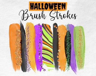 Halloween Brush Strokes PNG Clipart avec paillettes et bling, téléchargement numérique pour USAGE COMMERCIAL