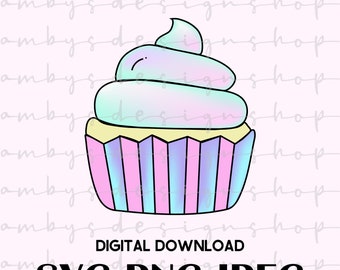 Cupcake pastel SVG : cliparts doux (téléchargement numérique)