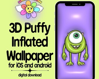 3D-achtergrond Mike Wazowski: Puffy Monsters Inc. iOS/Android-vergrendelscherm (digitale download)