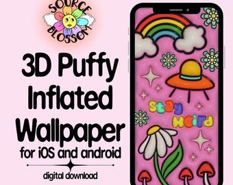 Stay Weird 3D Puffy Wallpaper, Glossy UFO Aesthetic (Digital Download)