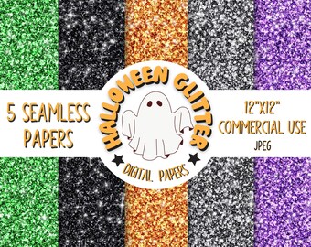 Halloween Glitter Digital Paper Pack: 12x12 JPEG Texturen (Instant Download)