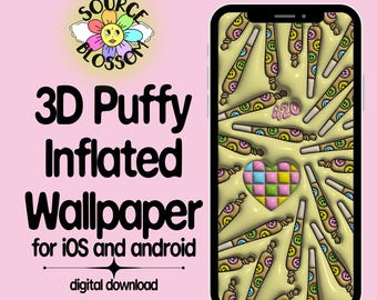 Smiley Gesicht Spliff 3D Puffy Wallpaper, iOS & Android (Digitaler Download)