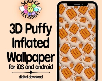 3D Dreamsicle Wallpaper: glänzendes Eis am Stil für iOS & Android (Digitaler Download)