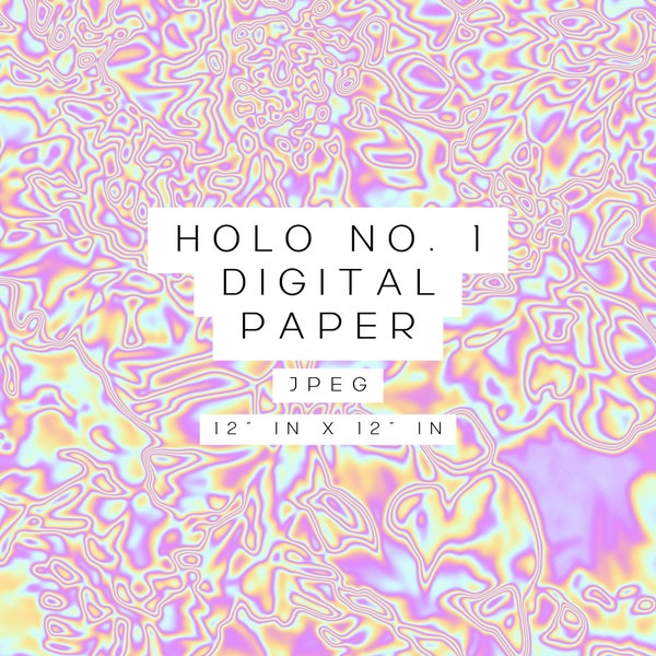 Holo No. 1 Digital Paper, Single Wallpaper, Holographic Aesthetic, Background, Psychadelic, Trippy, Branding Texture, Pink Purple Iridescent