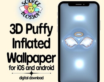 Angel Mist 3D Wallpaper, Y2K Ästhetik, aufgeblasenes Puffy Design (Digitaler Download)