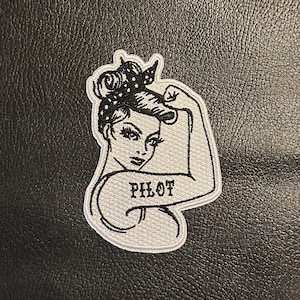Rosie the Riveter Iron On Patch Female Pilot