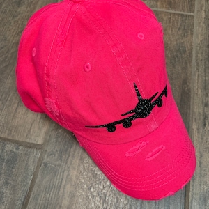 Pink Hat with Glitter Airplane
