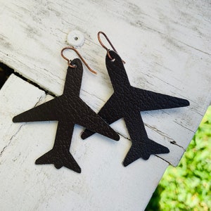Leather Airplane Earrings