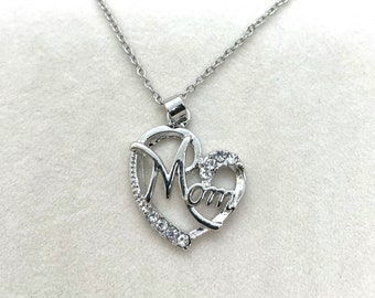 Collier Argent Maman Fête des Mères Cadeau Maman Chaîne Mères Jour Présent Maman Chaîne Mère Collier Maman Cadeau Maman Collier