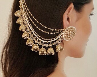 Gold Polki Sahara Earrings With Saharey Bahubali Earrings Jhumka Earrings Indian Earrings Punjabi Earrings Sangeet Earrings - Etsy
