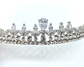 Crown Rhinestone Crown Silver Wedding Tiara Wedding Crown Cubic Zirconia Wedding Crown Wedding Tiara