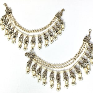 Gold Sahara attachments- Bahubali chain- Indian saharey- kan chain -Gold Hanging Earrings- Gold Saharey earrings- reverse ad saharey