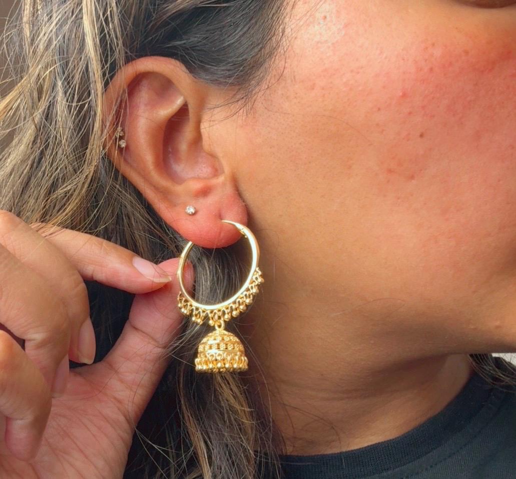 Gold Polki Jhumka, Stone Jhumka, Indian Jewelry, Jhumka