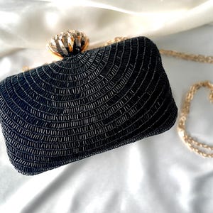 Indian Purse Black Beads Reception Purse Indian Wedding Purse
