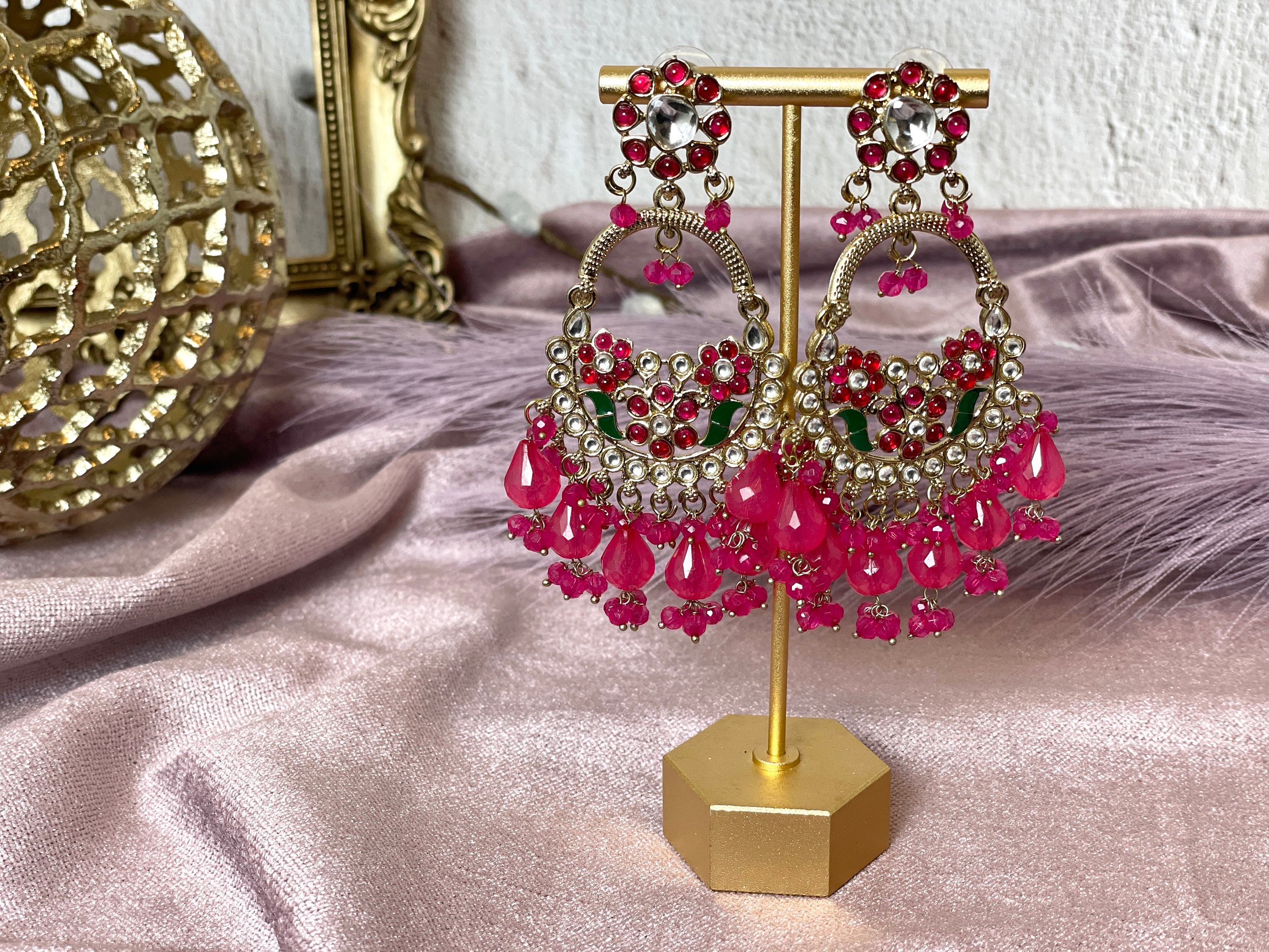 Pink jhumka designs best sale