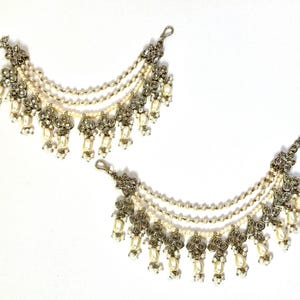 Gold Sahara attachments- Bahubali chain- Indian saharey- kan chain -Gold Hanging Earrings- Gold Saharey earrings- reverse ad saharey