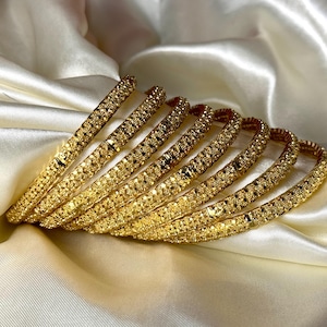 Gold Look Punjabi Bangle Set of 8: Indian Chooriyan Kangans Kadas