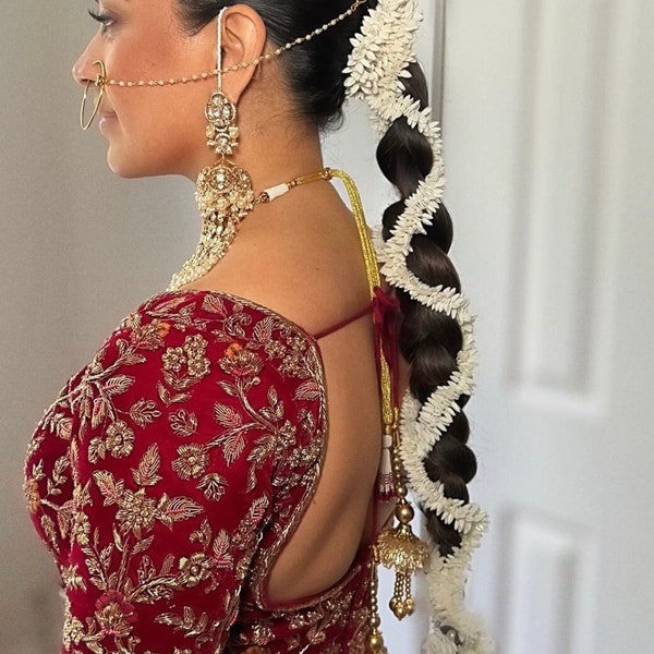 Indian bridal gajra jasmine String Gajra Sting Artificial Jasmine String Indian Hair Bun Flowers Thick Hair Gajra Veni White Bun Flowers