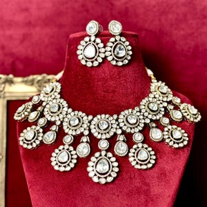 Sabyasachi-Inspired Indian Bridal Necklace Set | Kundan Polki Jewelry | Gold-Plated Wedding Set with Earrings & Tikka | Statement Jewelry