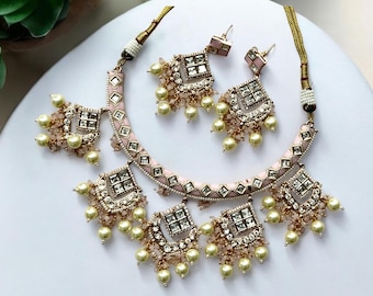 Pink Kundan Choker Necklace Set: Indian Bridal Jewelry